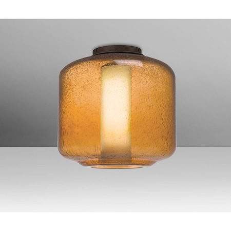 Besa Lighting Niles 10 Ceiling, Amber Bubble/Opal, Bronze, 1x60W Incandescent NILES10AOC-BR